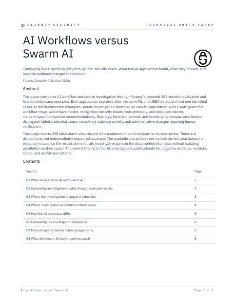 Cover of the Fluency AI Workflow versus Swarm AI technical white paper
